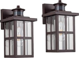 lot 10017 image: MICSIU Bronze Motion Sensor Outdoor Wall Light 2 Pack, 11.75 3-Mode