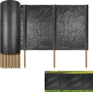 lot 10024 image: Silt Fence with Stakes, 100 x 2ft, Black Erosion Fence Fabric and 10 Stakes