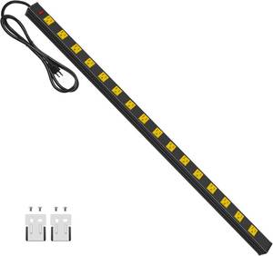lot 10032 image: JUNNUJ Long Metal 16-Outlet Power Strip, 6 ft Cord, 15A 125V 1875W, Yellow