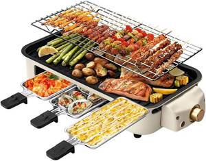 lot 10048 image: OVENTE 2-in-1 Electric Indoor Grill Non-Stick Plate BQR1502B  1500W Griddle