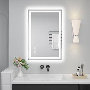 lot 10053 image: 36x24 LED Bathroom Mirror with Dimmable, FrontBacklit, Tempered Glass