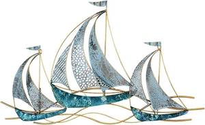 lot 10056 image: Metal Sailboat Wall Art, 3D Handmade Antique Finish Metal Wall Decor,