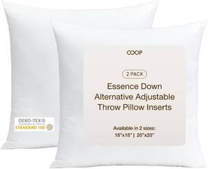 lot 10058 image: Coop Home Goods Adjustable Pillow Inserts 18x18, 2pk, Down Alternative