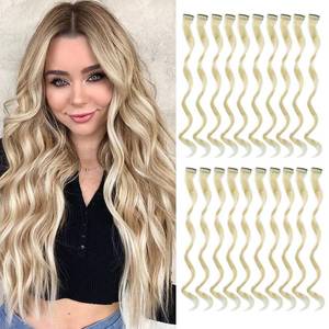 lot 10101 image: (BLACK) Clip-in Hair Extensions, 22 Curly Wavy 613# Synthetic Hairpiece