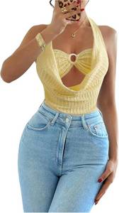lot 10106 image: Milumia Womens Draped Neck Halter Bodysuit with Cut-Out, Textured Backless XL