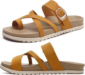 lot 10150 image: KuaiLu Womens Orthopedic Sandals with Arch Support, Adjustable Beige size 9