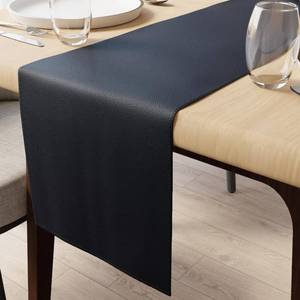 lot 10192 image: Encasa XO Faux Leather Table Runner 12x72 Navy Waterproof & Non-slip Backing