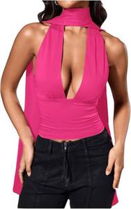 lot 10195 image: SOLY HUX Halter Scarf Crop Top Deep V Sleeveless Backless Party Clubwear Large