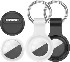 lot 10281 image: 4-Pack AirTag Case with 2 Keyrings, 2 Pin-Style Protectors, Silicone Cover