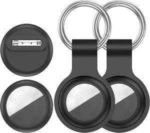 lot 10284 image: 4-Pack AirTag Case with 2 Keyrings, 2 Pin-Style Protectors, Silicone Cover