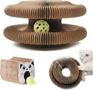 lot 10322 image: Foldable Cat Scratcher with Bell Ball, Cardboard Pad for Indoor Cats (1 Pack)