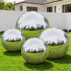 lot 9117 image: $420 Silver Inflatable Mirror Ball 4pcs - Reflective Decor with Pump