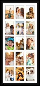 lot 9137 image: DUENPY 14x32 Picture Frame - Collage 15 Photos 4x6 - Black