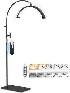 lot 9138 image: $47 Half Moon Lash Light, Flexible Lamp with Phone Holder, 5 Temp