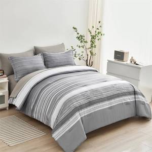 lot 9141 image: $66 KAKIJUMN 7-Piece King Bed in a Bag Comforter Set WhiteGray