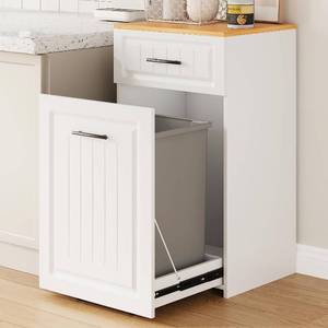 lot 9164 image: $110 ZIFTY Pull-Out Trash Can Cabinet for 13 Gal Bin, White