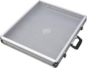 lot 9168 image: $140 Aluminum Tempered Glass-Top Display Case 24 x 20 x 3 in