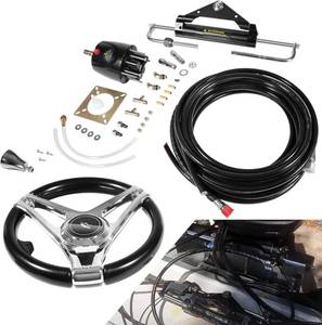 lot 9171 image: $400 Outboard 150HP Hydraulic Steering Kit for Engine, Nylon Hose