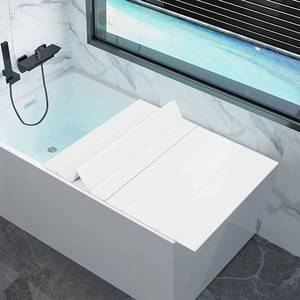 lot 9225 image: $75 Bathtub Tray 59x31.5in Foldable PVC Bath Cover, Holds Wine Glass
