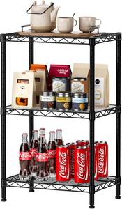 lot 9241 image: SINGAYE 3-Tier Wire Shelving Unit, 11.6x17.6x30, Black