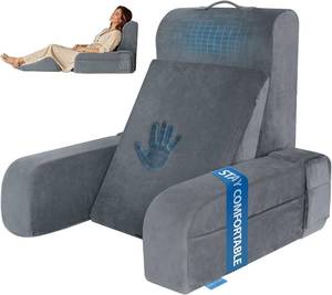 lot 9252 image: Kayfia Reading Pillow with Gel Memory Foam, 19, Gray