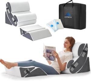 lot 9263 image: $70 Ahpmeoa 6-Piece Wedge Pillow Set for After Surgery, Memory Foam