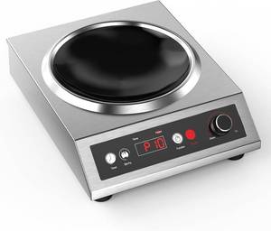 lot 9272 image: $109 1800W Electric Wok for Induction, Stainless Steel, Dual Control