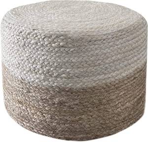 lot 9285 image: $66 Jute Pouf Ottoman  Braided Boho Round Pouffe (20x20x10) Ivory