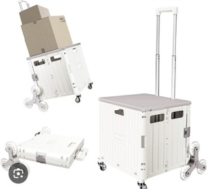 lot 9287 image: $50 Honshine Foldable Cart with Stair Climbing Wheels, Telescoping Handle