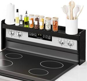 lot 9329 image: 31 Stove Top Shelf - Over-the-Stove Spice Rack, Wood Shelf