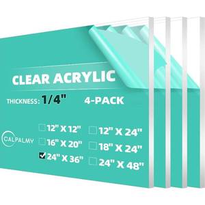 lot 9334 image: $125 CALPALMY 4-Pack Clear Acrylic Sheet 24 x 36 x 14 Thick
