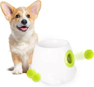 lot 9344 image: $76 AFP Automatic Ball Launcher for Dogs - 3 Tennis Balls Included