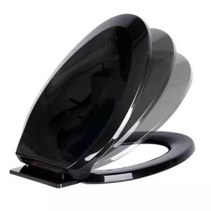 lot 9347 image: $51 Easy-Close Plastic Elongated Closed-Front Toilet Seat Black