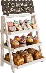 lot 9356 image: $48 HOTCAN Foldable Wooden Cookie Display Stand 3-Tier Chalkboard Sign