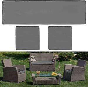 lot 9364 image: Lounsweer 3 Pc Outdoor Patio Cushion Covers 18x18x2 & 42x18x3