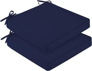 lot 9389 image: downluxe Waterproof Outdoor Chair Cushions Set of 2 19x19x3 Navy