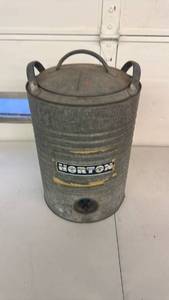 lot 2 image: Galvanized Metal Storage Container with Lid and Handles