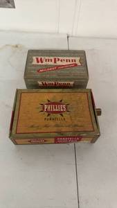 lot 11 image: Lot of 2 Cigar Boxes Wm Penn Phillies Panatella Duo-Pak