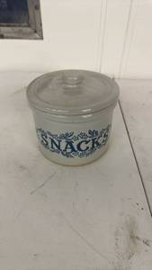 lot 22 image: SNACK Ceramic Covered Storage Jar with Lid