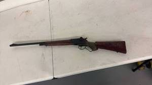 lot 44 image: Toy Lever Action Rifle with Ornamental Receiver and Canvas Sling