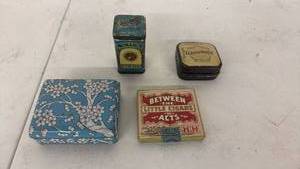 lot 59 image: Lot of 4 Vintage Tin Containers and Boxes