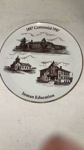 lot 69 image: Inman Education 1887 Centennial 1987 Commemorative Plate