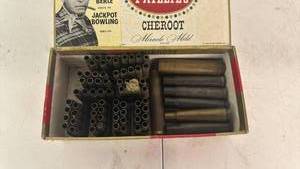 lot 87 image: Phillies Cheroot Miracle Mild Duo-Pak 100 Cigar Box Filled with Spent Brass Casings