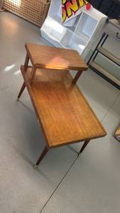 lot 102 image: Two-Tier Side Table with Brass Casters