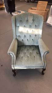 lot 105 image: Wingback Armchair with Tufted Back and Nailhead Trim