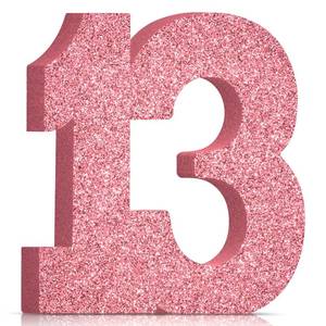 lot 232 image: 13th Birthday Decorations for Girls, Pink Gold Glitter 13th Birthday Party Centerpieces for Table Decorations,Number 13 Table Topper Decor - Retail $11
