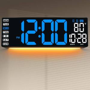lot 235 image: ANSOPER 16.5 Large Digital Wall Clock with Remote Control, Auto-Dimming LED Display with Date Temp, Big Number Wall Mount Decor Clock for Seniors, Classroom, Dorm, Home, Office, Gym White - Retail $635