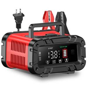 E-FAST Battery Charger 0-20A 12/24V Lifepo4 Lead Acid Automatic Smart Car Battery Charger, Trickle & Pulse Repair, Automobile Battery Maintainer for Car Truck Motorcycle Lawn Mower Boat - Retail: $50