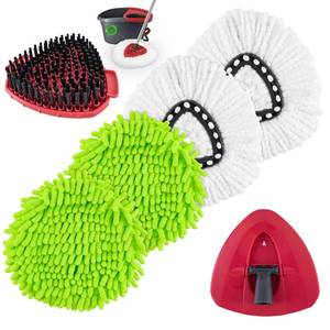lot 237 image: Mop Heads Replacements for Ocedar, Mop Replace Head for o Cedar Easywring 1 Tank, Spin Mop Replacement Head Mop Heads Include 4 Pack Spin Mop Refills, 1 Pack Scrubber Mop Head and 1 Mop Base - Retail $16