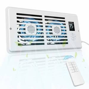 lot 241 image: Orabriz AC Vent Booster Fan 4 x 10 Register, Quiet 10-Speed Air Booster with Thermostat Control, Remote & LCD Display, Aroma Pad Slot, Improves Airflow for Small Rooms - Retail $30